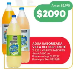 Supermercados Tadicor Levité agua saborizada villa del sur oferta