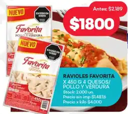 Supermercados Tadicor Ravioles favorita 4 quesos/ pollo y verdura oferta