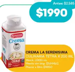 Supermercados Tadicor La serenisima crema culinaria tetra oferta