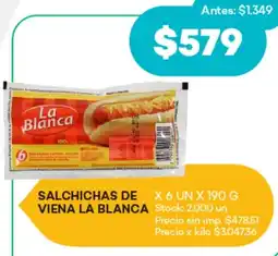 Supermercados Tadicor La blanca salchichas de viena oferta