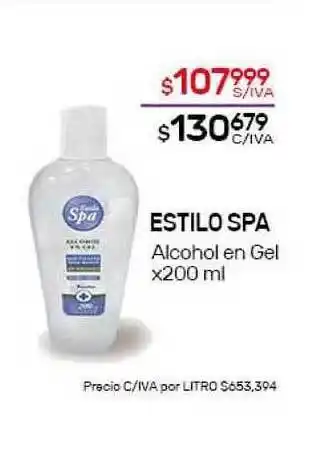Nini Mayorista Estilo Spa Alcohol En Gel x200ml oferta