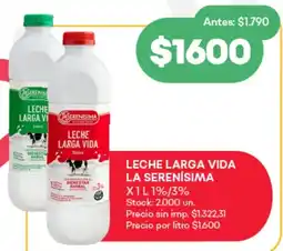 Supermercados Tadicor La serenísima leche larga vida oferta