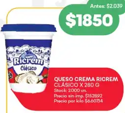 Supermercados Tadicor Ricrem clásico queso crema oferta