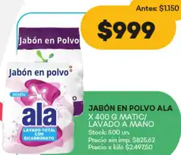 Supermercados Tadicor Ala jabón en polvo matic/ lavado a mano oferta