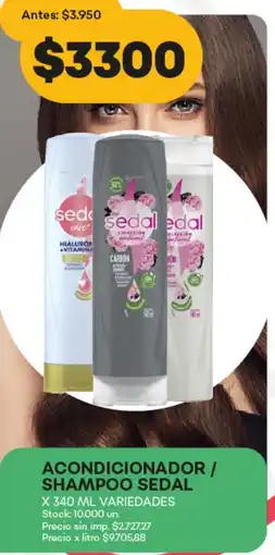 Supermercados Tadicor Sedal acondicionador / shampoo oferta