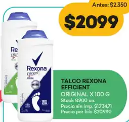 Supermercados Tadicor Rexona talco efficient original oferta