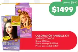 Supermercados Tadicor Hadibell coloración kit varios tonos oferta