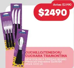 Supermercados Tadicor Cuchillo/tenedor/ cuchara tramontina new color oferta