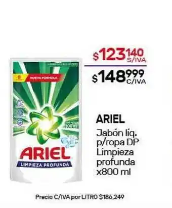 Nini Mayorista Ariel Jabón Líq. P/Ropa Dp Limpieza Profunda x800ml oferta