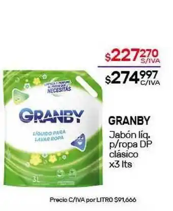 Nini Mayorista Granby Jabón Líq. P/ropa Dp Clásico x3lts oferta