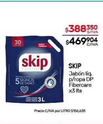 Nini Mayorista Skip Jabón Líq. P/Ropa Dp Fibercare x3lts oferta