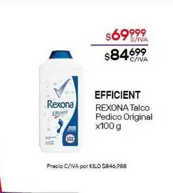 Nini Mayorista Efficient Rexona Talco Pedico Original x100g oferta