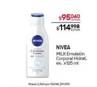 Nini Mayorista Nivea Milk Emulsión Corporal Hidrat. x125ml oferta