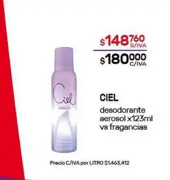 Nini Mayorista Ciel Desodorante Aerosol x 123ml oferta