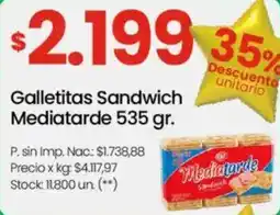 Changomas Mediatarde galletitas sandwich oferta