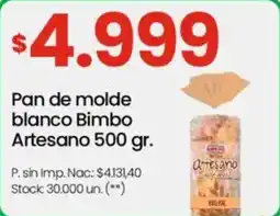 Changomas Bimbo Artesano pan de molde blanco oferta