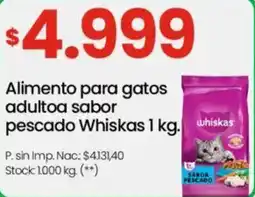 Changomas Whiskas aimento para gatos adultoa sabor pescado oferta