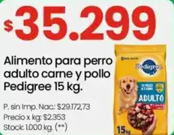 Changomas Pedigree alimento para perro adulto carne y pollo oferta