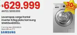 Changomas inverter 6,5kg plata Samsung WW65A4000SU. Samsung lavarropas carga frontal inverter 6.5 kg oferta