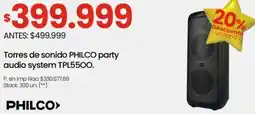 Changomas PHILCO torres de Sonido party audio system oferta