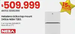 Changomas NEBA heladera ciclica top mount 240 L oferta