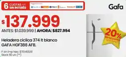 Changomas Gafa heladera ciclica 374 L blanco oferta