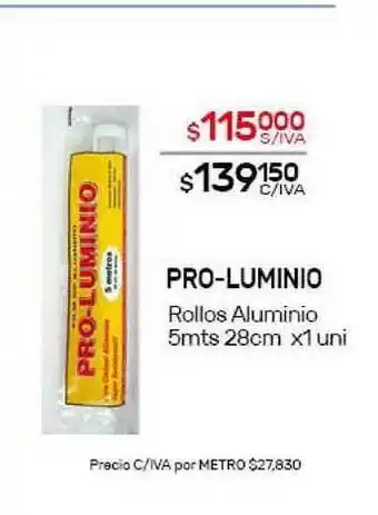 Nini Mayorista Pro-luminio Rollos Alumínío 5mts 28cm x1 uni oferta
