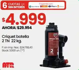 Changomas Criquet Botella 2 TN oferta
