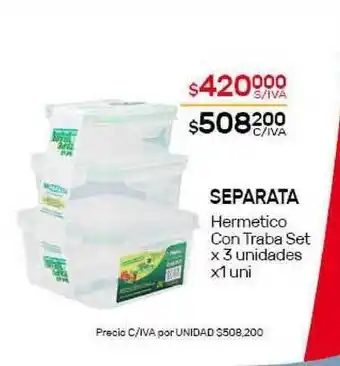 Nini Mayorista Separata Hermetico Con Traba Set x 3 unidades x 1 uni oferta