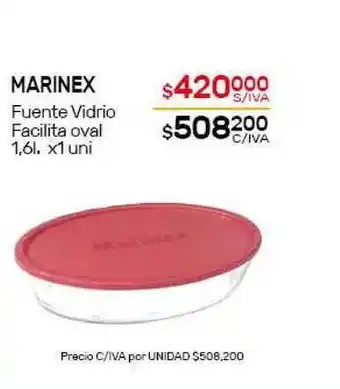 Nini Mayorista Marinex Fuente Vidrio Facilita Oval 1.61 x 1 uni oferta