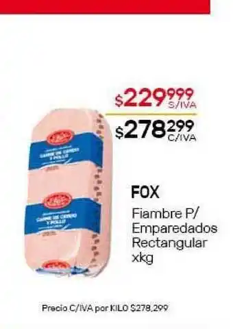 Nini Mayorista Fox Fiambre P- Amparedados Rectangular xkg oferta