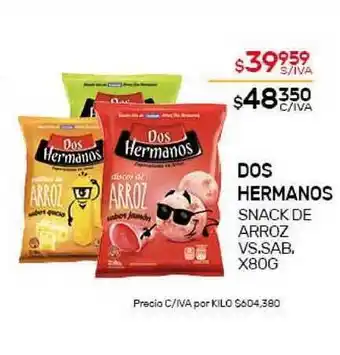Nini Mayorista Dos Hermanos Snack De Arroz vs sab x 80g oferta