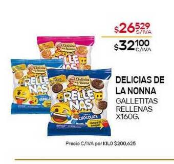 Nini Mayorista Delicias De La Nonna Galletitas Rellenas x 160g oferta