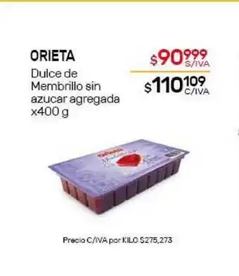 Nini Mayorista Orieta Dulce De Membrillo Sin Azucar Agregada x 400g oferta