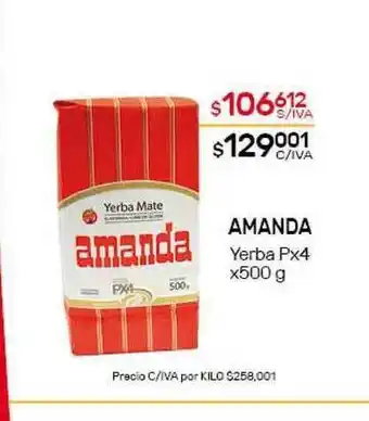 Nini Mayorista Amanda Yerba Px4 x 500g oferta