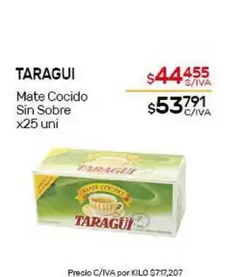 Nini Mayorista Taragui Mate Cocido Sin Sobre x 25uni oferta