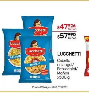 Nini Mayorista Lucchetti Cabello De Angel - Fetucchini - Moños x 500g oferta