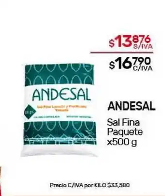 Nini Mayorista Andesal Sal Fina Paquete x 500g oferta