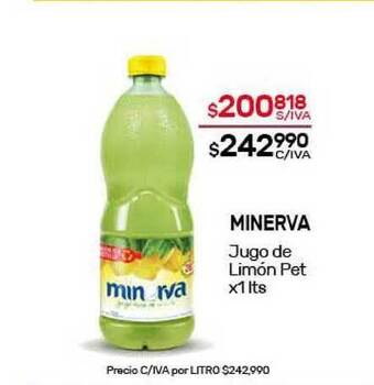 Nini Mayorista Minerva Jugo De Limón pet x 1lts oferta
