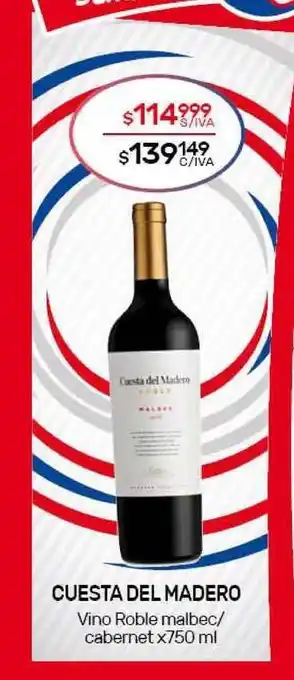 Nini Mayorista Cuesta Del Madero Vino Roble Malbec - Cabernet x 750ml oferta
