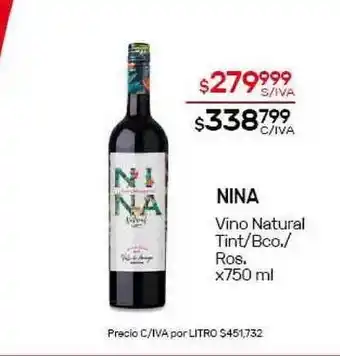 Nini Mayorista Nina Vino Natural Tint-bco.-ros. x 750ml oferta