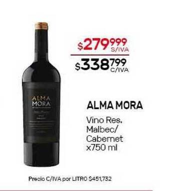 Nini Mayorista Alma Mora Vino Res. Malbec-cabernet x 750ml oferta