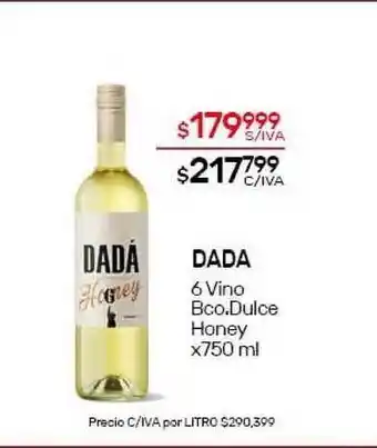 Nini Mayorista Dada 6 Vino Bco. Dulce Honey x 750ml oferta