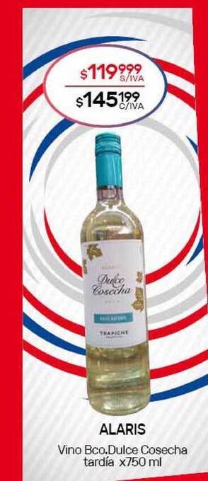 Nini Mayorista Alaris Vino Bco. Dulce Cosecha Tardía x 750ml oferta