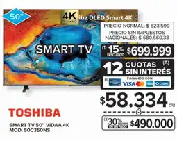 Carrefour Toshiba smart TV 50" VIDAA 4K oferta