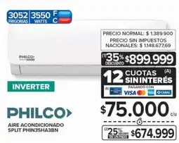 Carrefour PHILCO aire acondicionado split inverter oferta