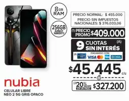 Carrefour Nubia cellular libre neo 2 5G oferta