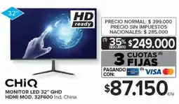Carrefour ChiQ Monitor LED 32" QHD HDMI oferta