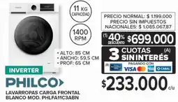 Carrefour PHILCO lavarropas carga frontal inverter oferta