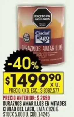 Coto Duraznos amarillos en mitades ciudad del lago, lata oferta